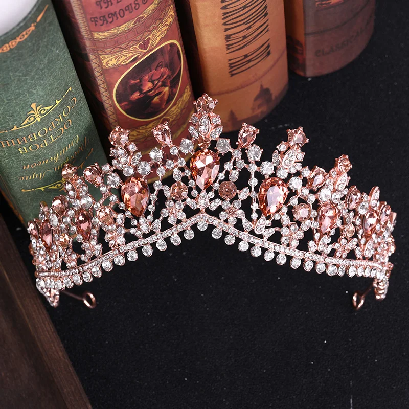 4 Color Rhinestone Crystal Wedding Crown Bride Tiaras And Crowns Queen Diadem Pageant Gold Crown Bridal Hair Jewelry Accessories image 2