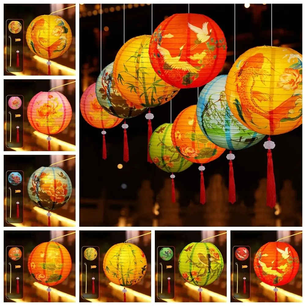 

With Lighting Chinese Lantern DIY Materials With Handle Handmade New Year Lantern Decors Glowing Luminous Lantern Lamp Kits