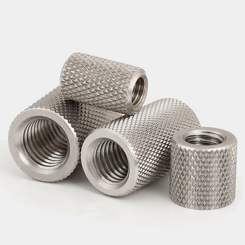 304 Stainless Steel Extended Cylindrical Flat Head Knurled Hand Screw Nut Mesh Nut Adjustment Nut M2 M2.5 M3 M4 M5 M6 ~M16