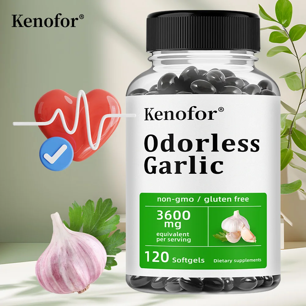 

Odorless Garlic 3600 Mg Balances Cholesterol, Good for Heart Health, Immune Support,Dietary Supplement -120 Capsules