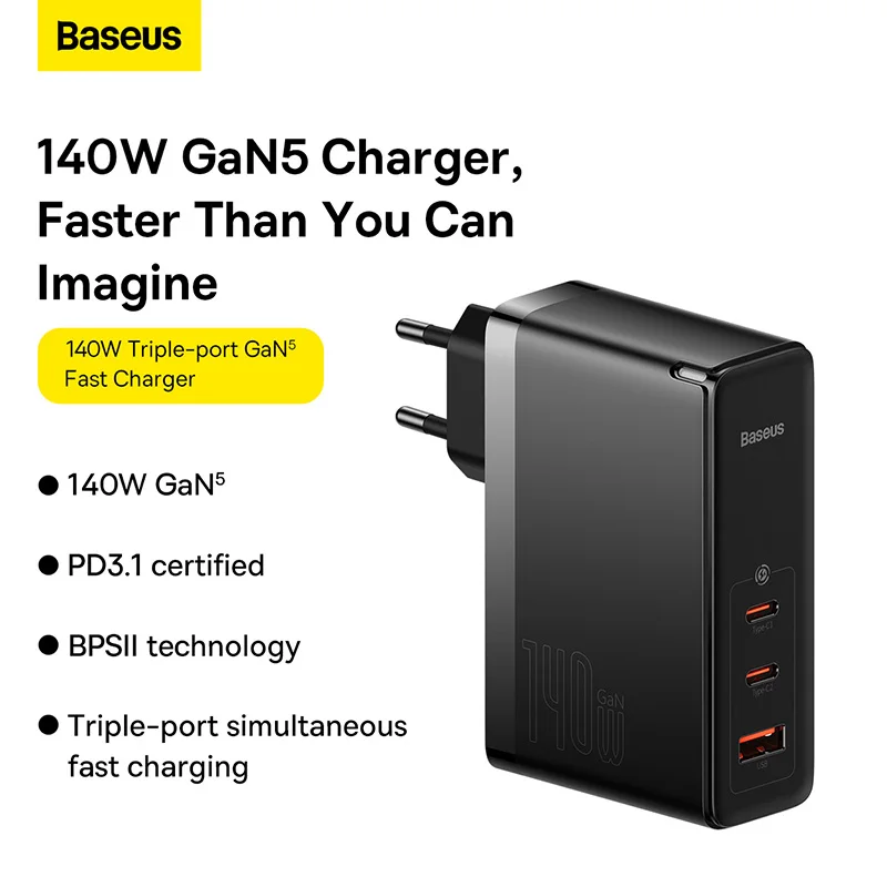 Baseus 140W GaN 5 Pro USB Type C Charger PD 3.1 Quick Charge QC4.0 USB C Fast Charging Charger For MacBook Pro iPhone 14 Huawei