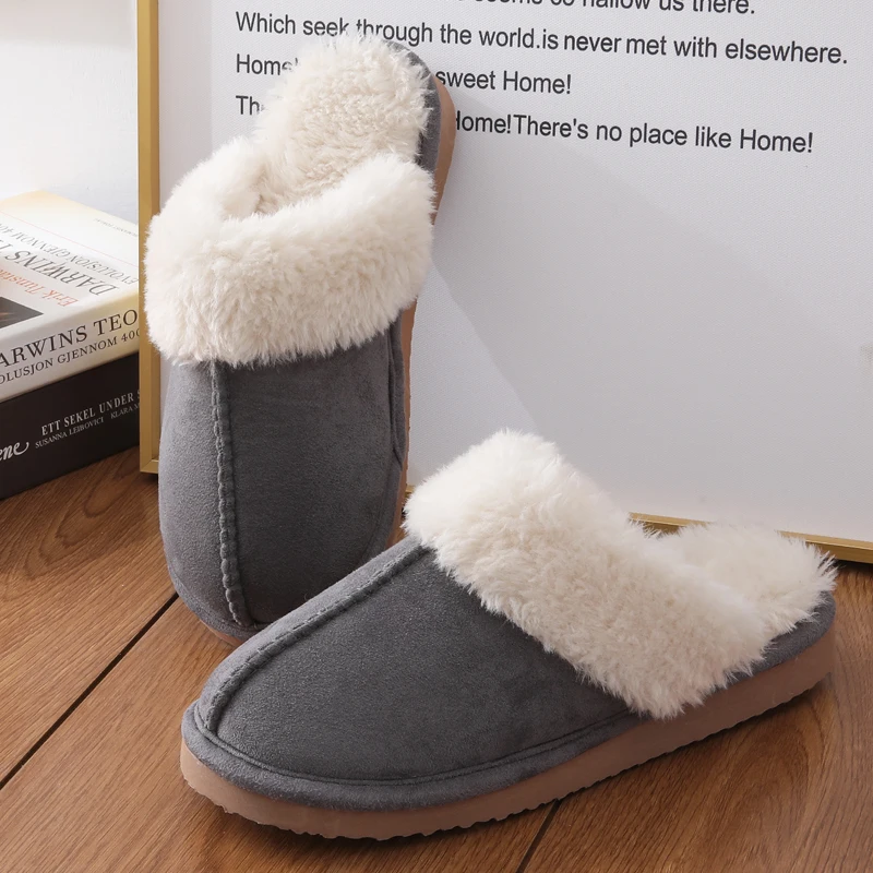 

Litfun Winter Fur Slippers Women Men 2023 Home Suede Mules Short Plush Slippers New Fashion Indoor Warm Cozy Fuzzy Flats Slides