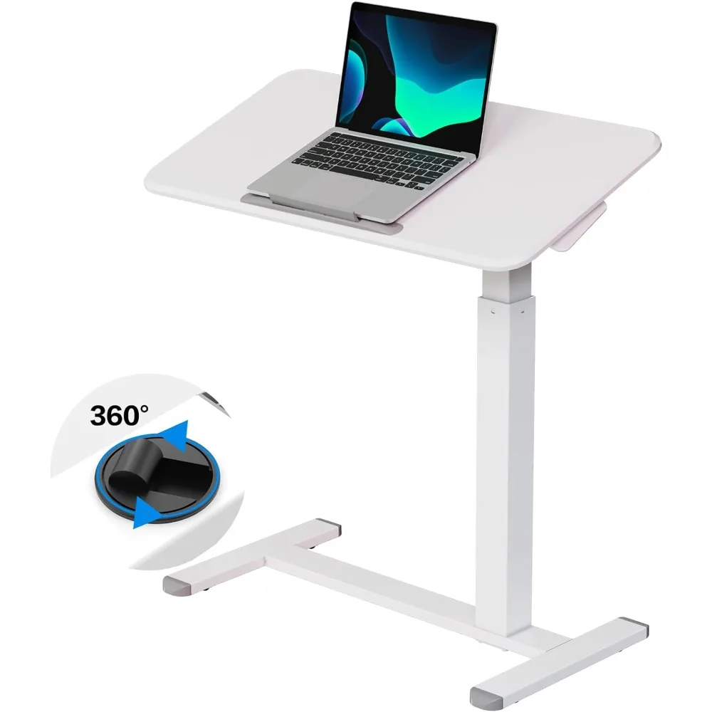 

Mobile Standing Desk, Height Adjustable Rolling Laptop Desk, 90° Tiltable Overbed Bedside Table