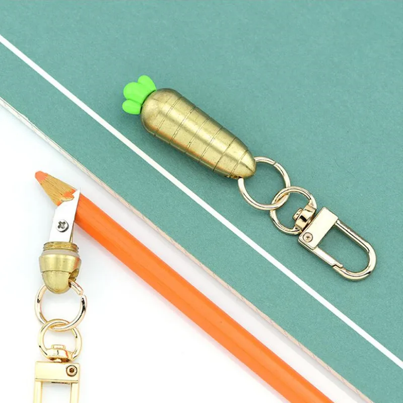 Mini Brass Carrot keyring Knife Portable Open Courier Keychain Utility Knife Outdoor Camping Mini Cut Paper Knife Key chain Gift