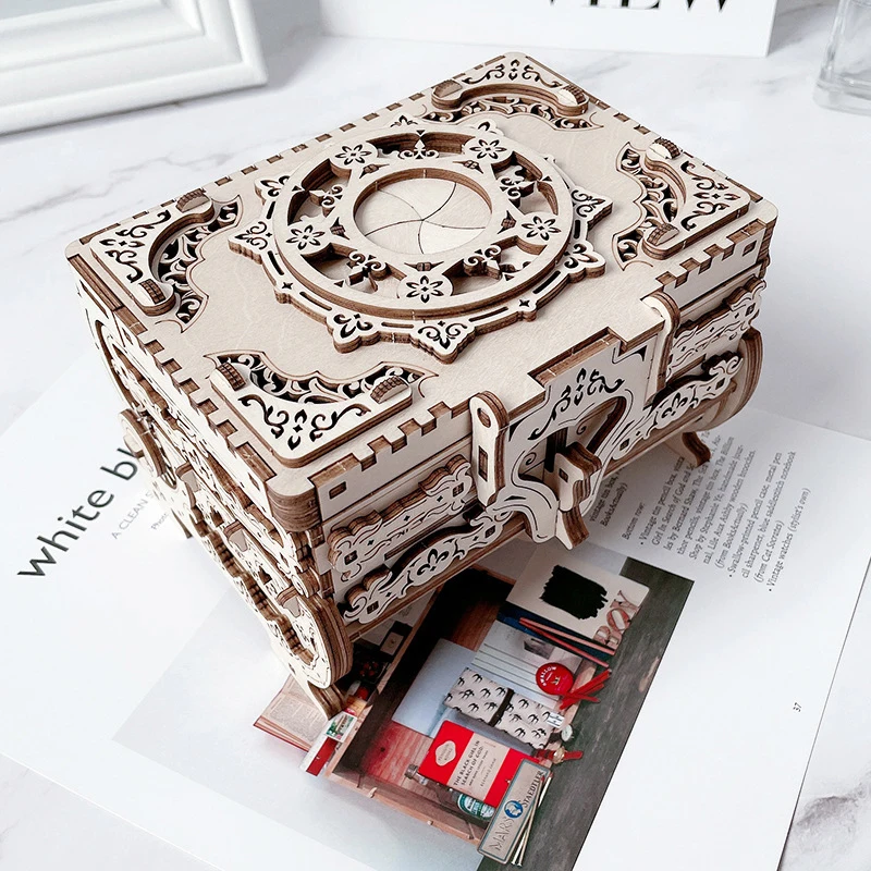 3D Wooden Puzzle Owl Clock Model Building Kits Jewelry Storage Box Mechanical Gear Locomotive Train Vehicle Assembly Toys Gifts