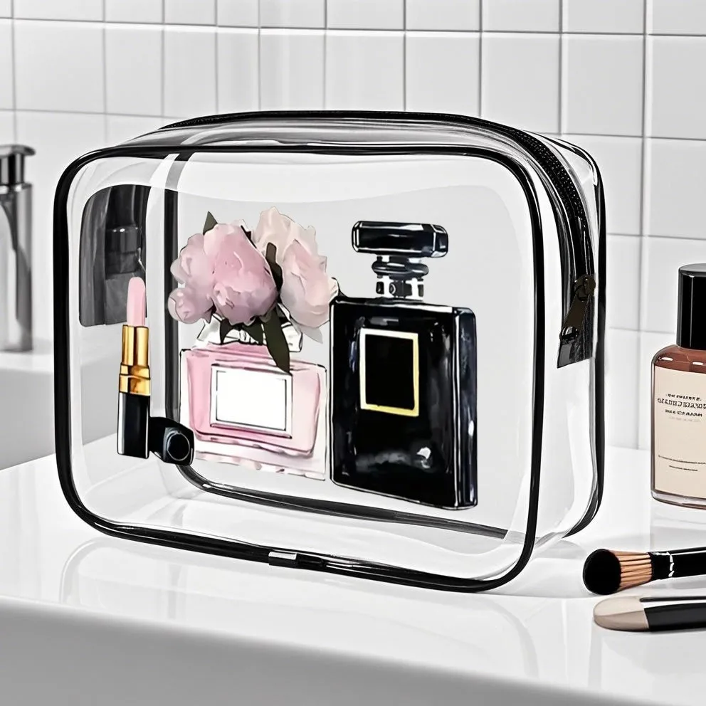 Borsa per cosmetici con cerniera in PVC di alta qualità a tema medicinale per donne e ragazze - Organizzatore da viaggio leggero di grande capacità