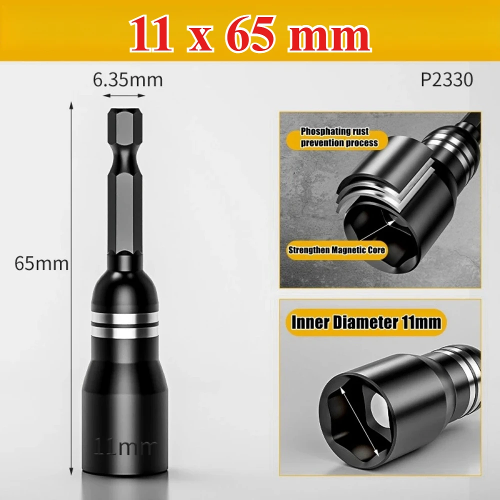 10/7/6 stücke Hex Magnetische Steckschlüssel Buchse Elektrische Bohrer Werkzeug Zubehör Auto Reparatur Werkzeug Auswirkungen Verlängerung Buchse Adapter – Detail 6