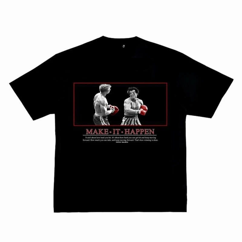 Articles inspirés du film de boxe - T-shirt tendance à manches courtes style rétro Street Fighting