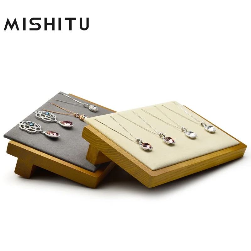 MISHITU Product Wood Bevel 12 Slotted Plate Bracelet Necklace Display Stand 3D Style Counter Display Props 20.5*13.7*4CM