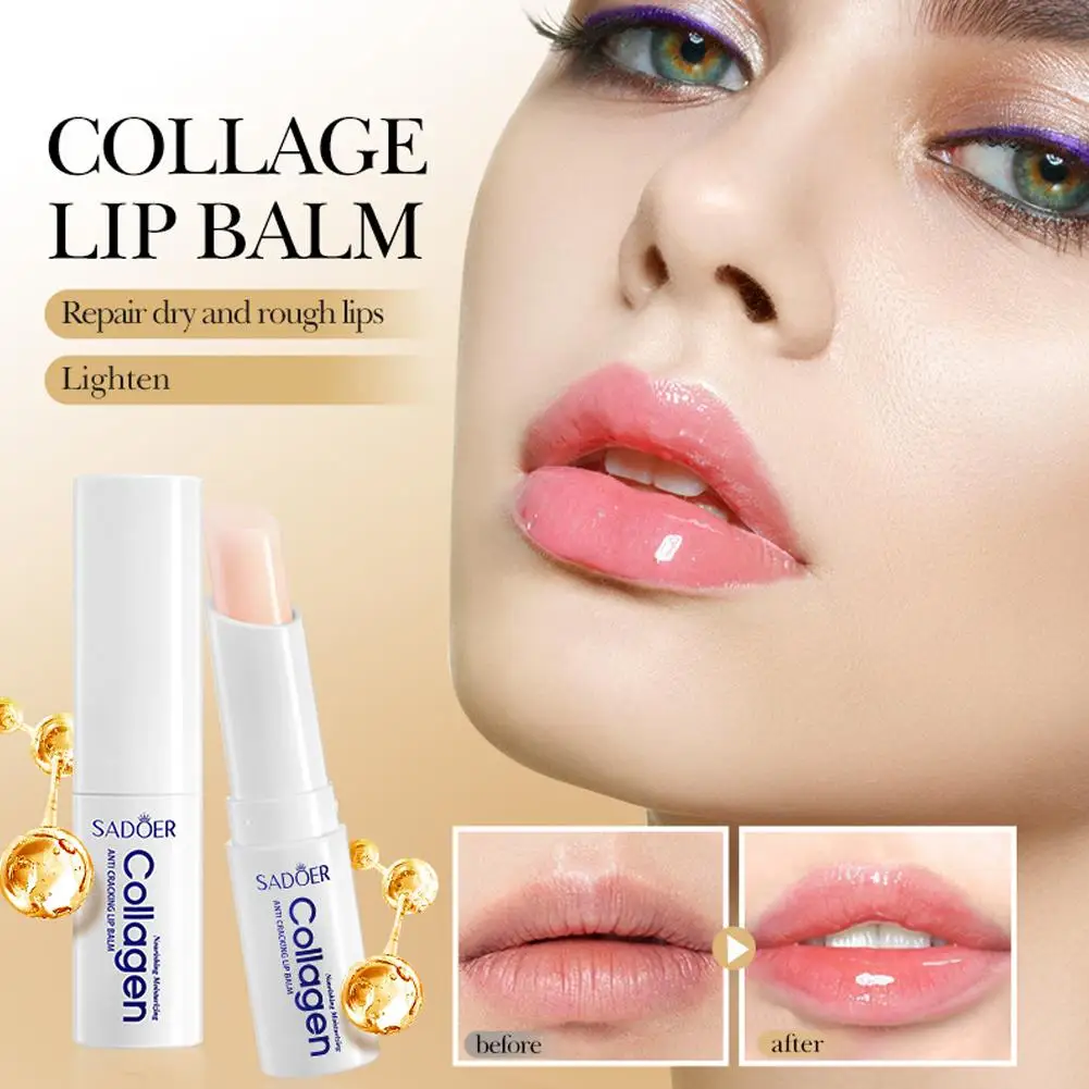 

Collagen Lip Balm Moisturizing Anti Cracking Brightening Products Nourishing Skin Lips Care Lipstick Repair Hydrating I2V4