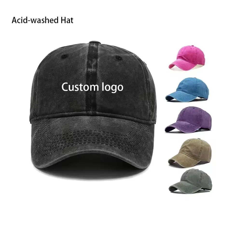 Retro Casual Washed Distressed Baseball Cap With Street Style, Solid Color, 100% Polyester, American Soft Top, Adult Sun Protect
