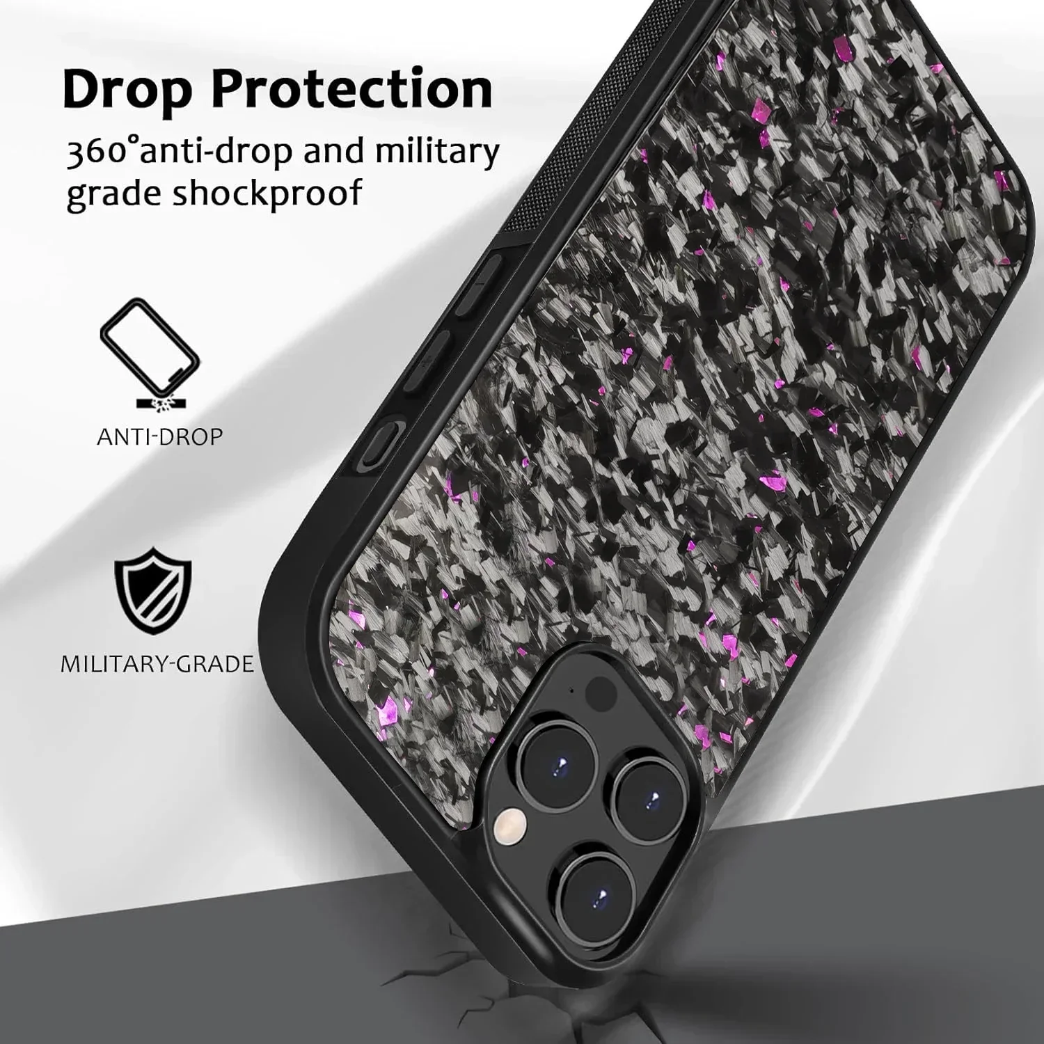 

for IPhone 15 Pro Max 14 13 12 11 Luxury Gloss Real Carbon Fiber Armor Shockproof Cover Case Wireless Charge Forged Fiber Cover