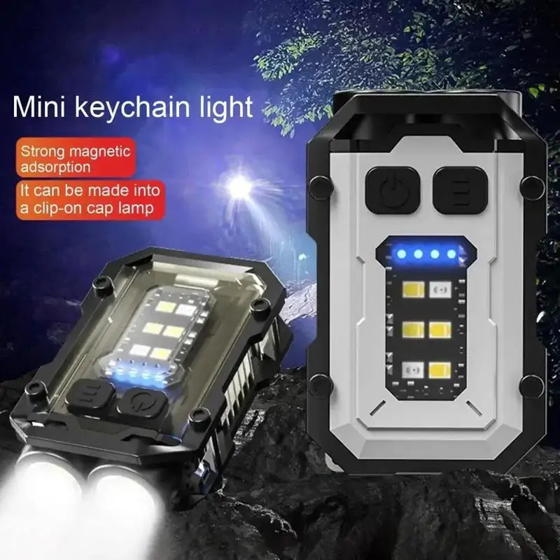 Portable Dual Light Hat Clip Headlight Hands Free Sources Type-C Rechargeable Magnetic Outdoor Night Fishing Riding Camping Lamp