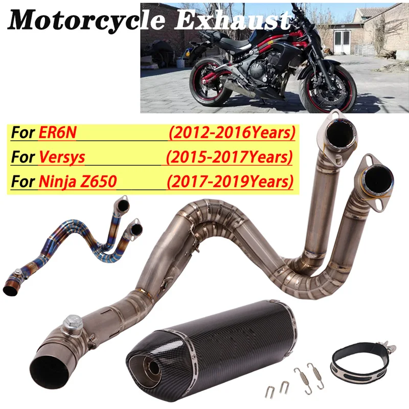 

Motorcycle Exhaust Full Systerm Modified Muffler Pipe Escape Moto Mid Tube For Kawasaki ER6N Versys 650 Z650 Ninja 650 2012-2019