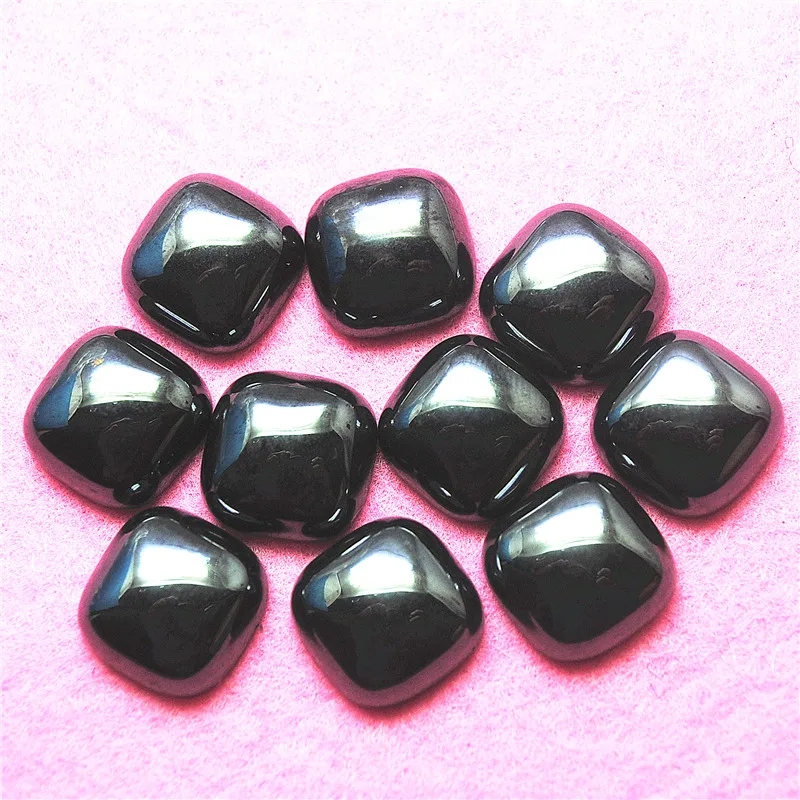 10 قطعة 15X15 مللي متر حجر الهيماتيت الأسود كبوشن شكل مربع فضفاض الخرز الكابينة لا ثقب DIY بها بنفسك العثور على المجوهرات أجزاء