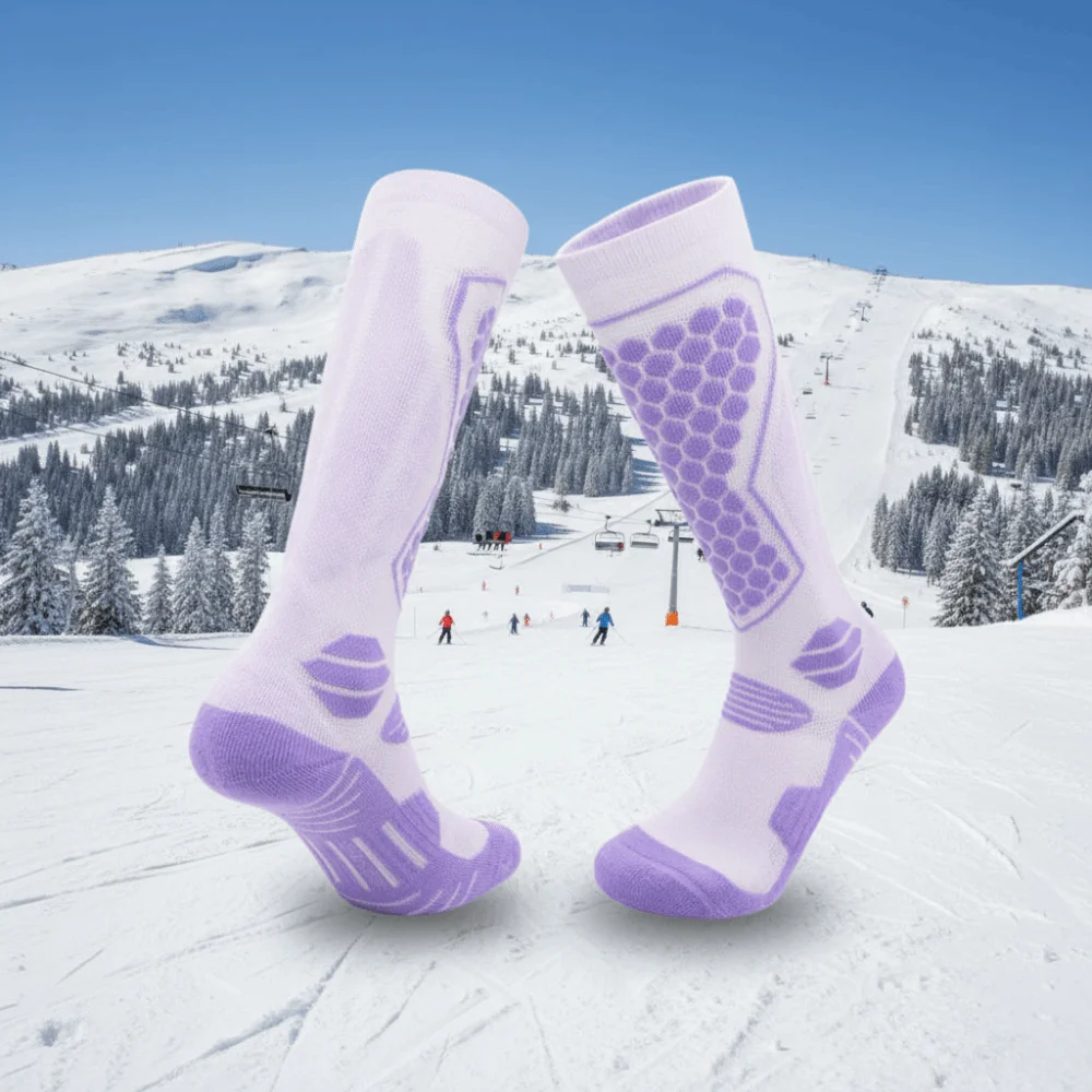 حماية القدمين سمكا تصميم جوارب التزلج الدافئة عالية المرونة جوارب رياضية الركبة عالية أنبوب طويل في الهواء الطلق جوارب للمشي لمسافات طويلة ركوب الدراجات #2