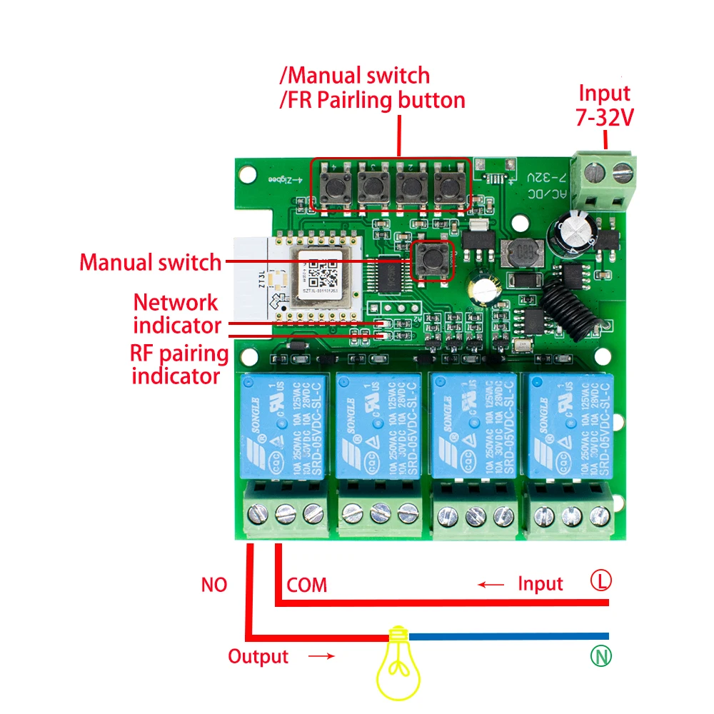 Zigbee Smart Switch Wifi Relay Module Home Automation 12V 24V 110V 220V APP Remote Control Compatible With Alexa Google Home