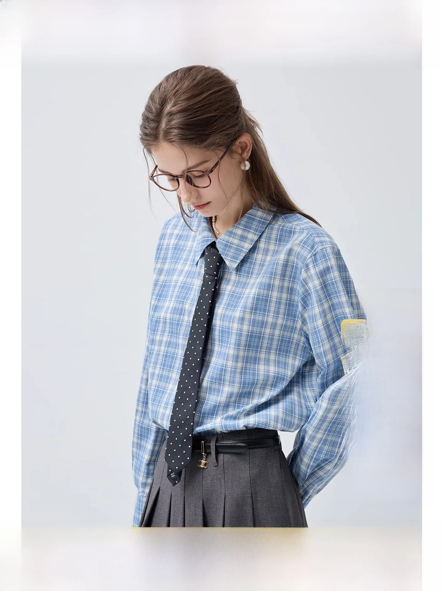 

Женская повседневная блузка больших размеров с длинным рукавом, свободным кроем, в клетку, весенняя новинка, удобная, дышащая, с принтом