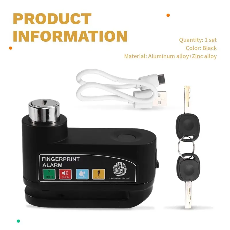 【NUOVISSIMO】Per lucchetto freno a disco moto antifurto sicurezza moto allarme disco ruota lucchetto disco per bici