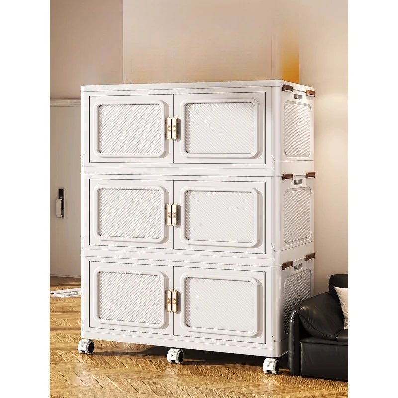

Double door folding large-capacity storage cabinet, household bedroom clothes locker