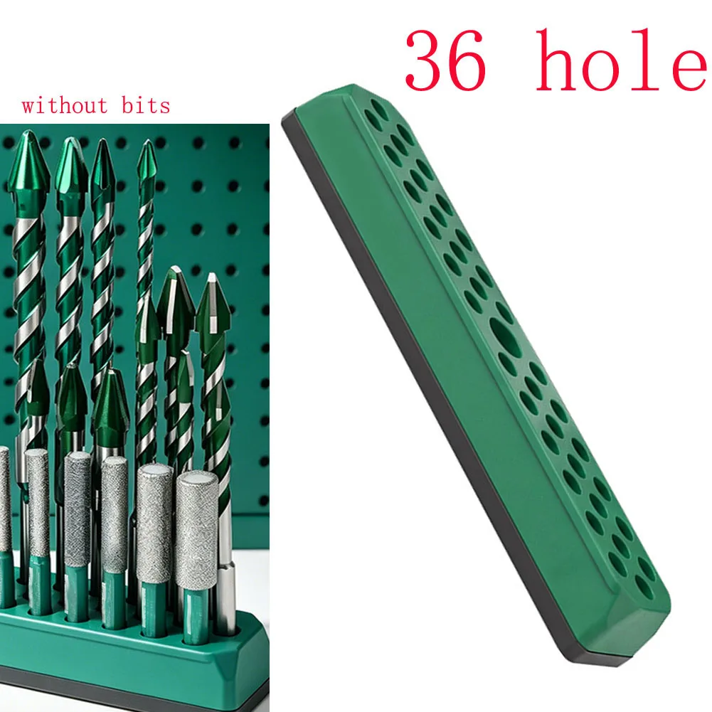 Green Hex Screwdriver Bit Holder Organizer Hex Bit Holder For 1/4 Inch Bits With 36 Holes Storage Rack For Tool Box