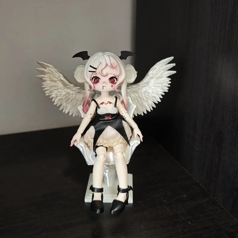 

Gorgeous Angel Wings Bjd Chair Stand Desktop Ornament Articulated Doll Room Decor Accessory For 1/6 1/8 1/12 Dolls