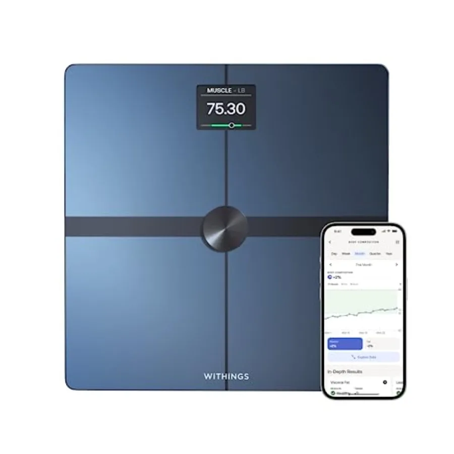 

Умные весы WITHINGS Body Smart с Wi-Fi и Bluetooth для измерения веса, процента жира и состава тела, включая функцию измерения веса младенцев, совместимые с Apple Health.