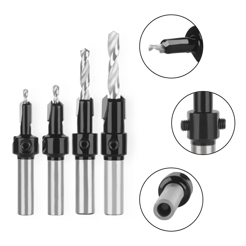 YUSUN 1PC 8MM 10MM Shank Countersink Bit With Double Screw Router Bit Woodworking Milling Cutter For Wood Bit Face Mill