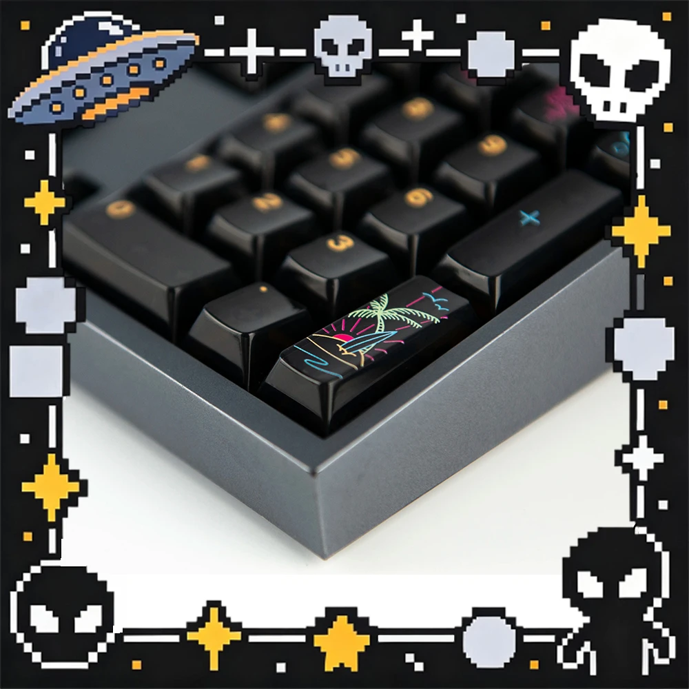 

Клавишные колпачки LeleLab Seaside PC Keycaps Scrawl Black Transparent, оригинальные, от производителя, персонализированные, для клавиатуры, на заказ, подарки для ПК