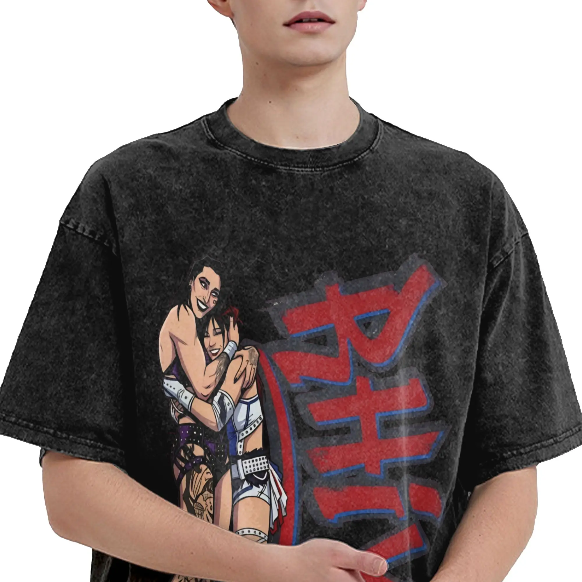 

Oversized Washed T Shirt Rhea Ripley Terrifier Cotton T Shirts Fashion Tee Shirt for Men Summer Y2K Retro Custom DIY Clothes