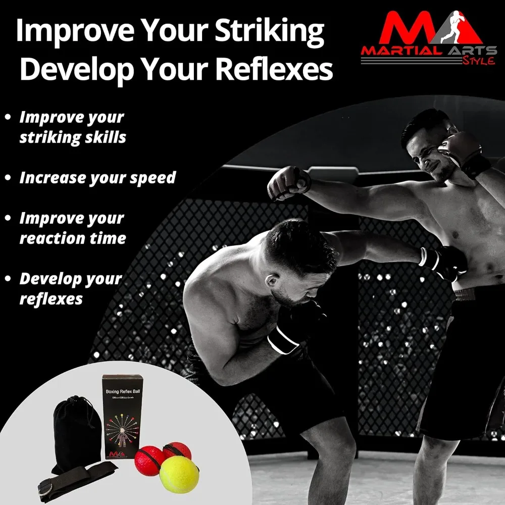 Boxing Reflex Ball Set: Improve Speed & Accuracy, Adjustable Headband, 3 Balls for All Levels