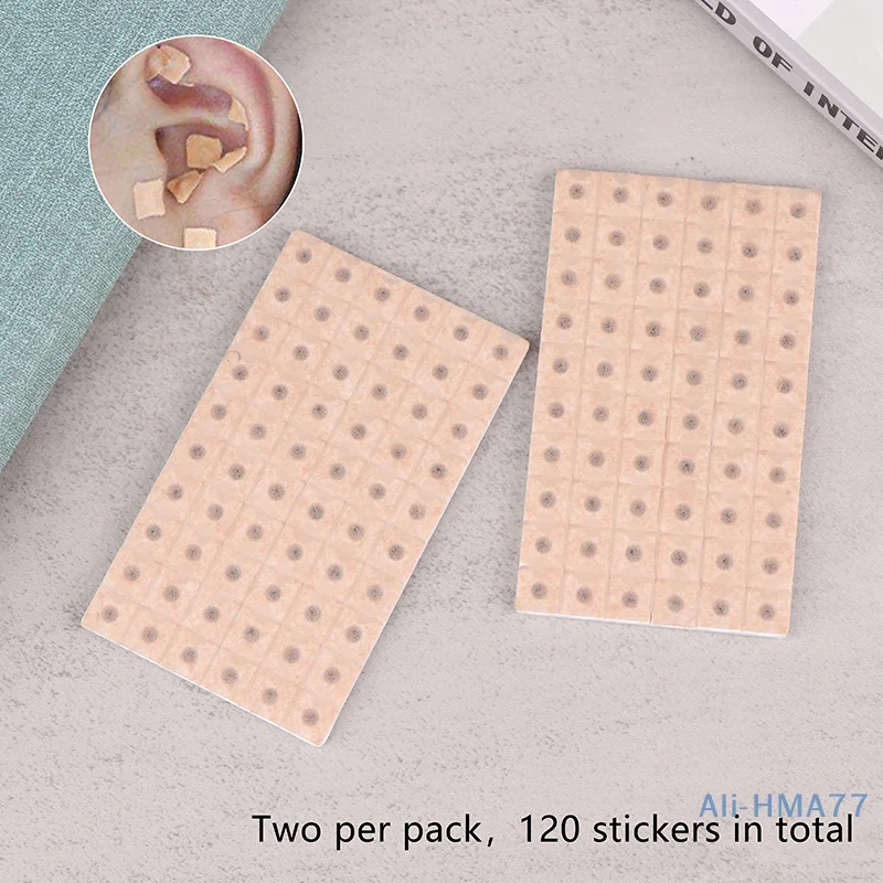 120 Pcs Ear Massage Stickers Disposable Ear Press Seeds Acupuncture Vaccaria Patch Ear Massage Bean Auriculotherapy