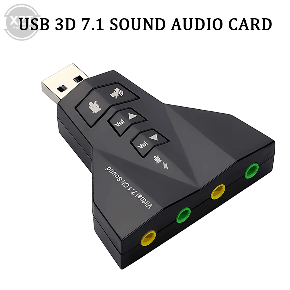 External Virtual USB SOUNDcard 7 In 1 Channel  3D Sound Audio Adapter Dual Microphone Dual Audio Interface Output Independent