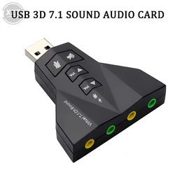 External Virtual USB SOUNDcard 7 In 1 Channel 3D Sound Audio Adapter Dual Microphone Dual Audio Interface Output Independent