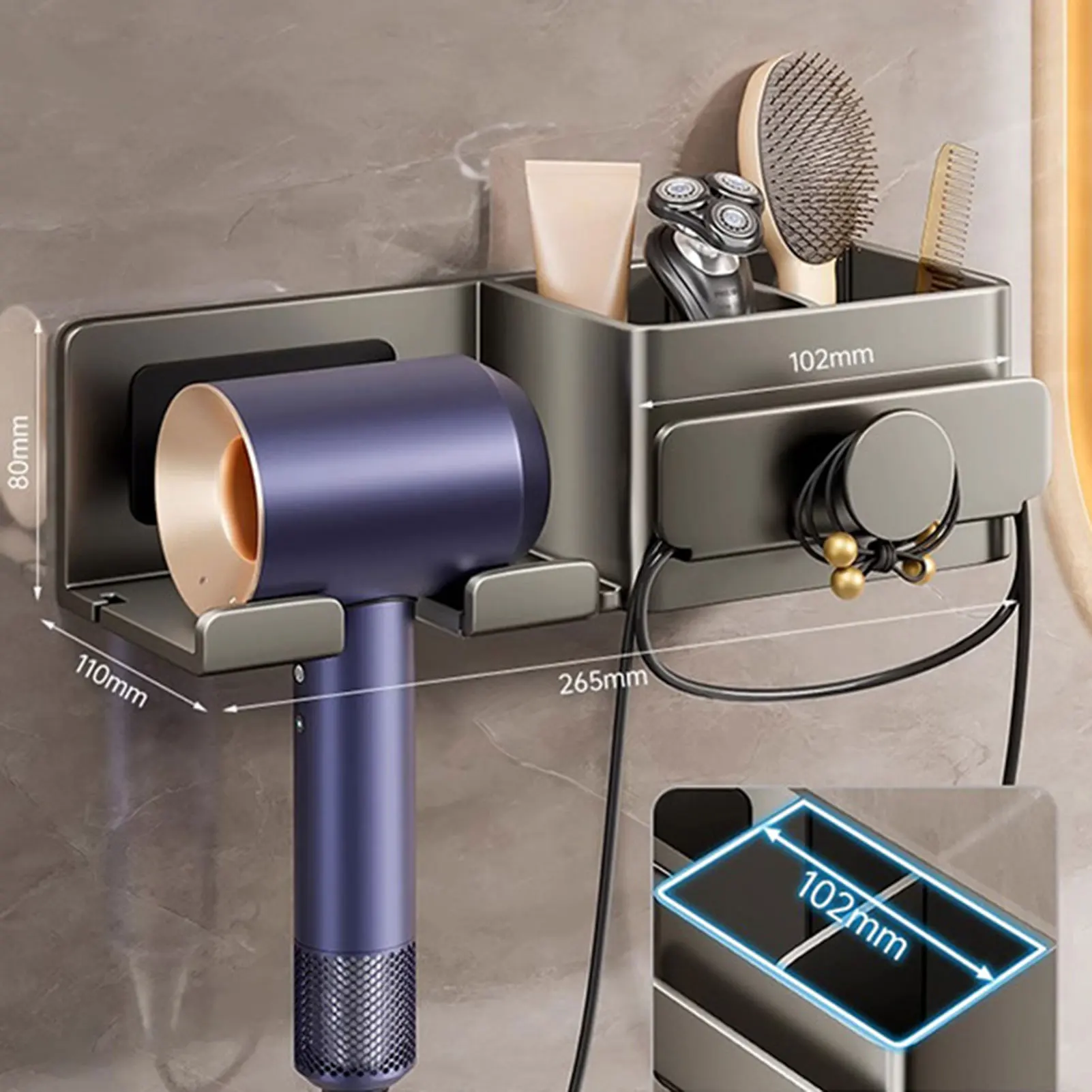 Electric Hair Dryer Wall Shelf Universal Hair Blower Rack For Bathroom