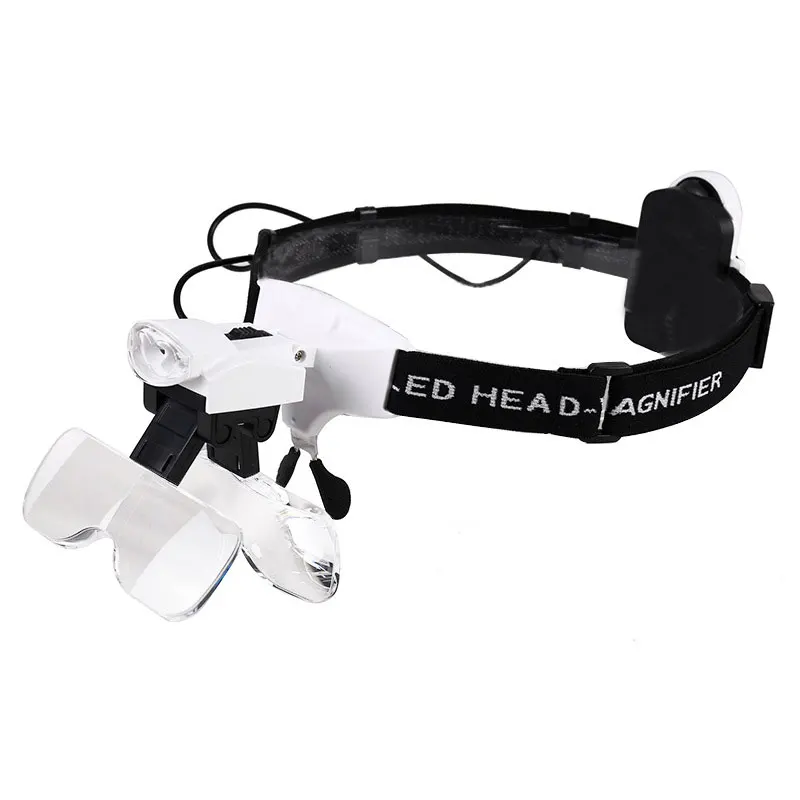 

2pcs Headband Magnifying Glass with LED Light Loupe Illuminated Head Wearing Magnifier Eye Glasses Tool Repair Reading Magnifier