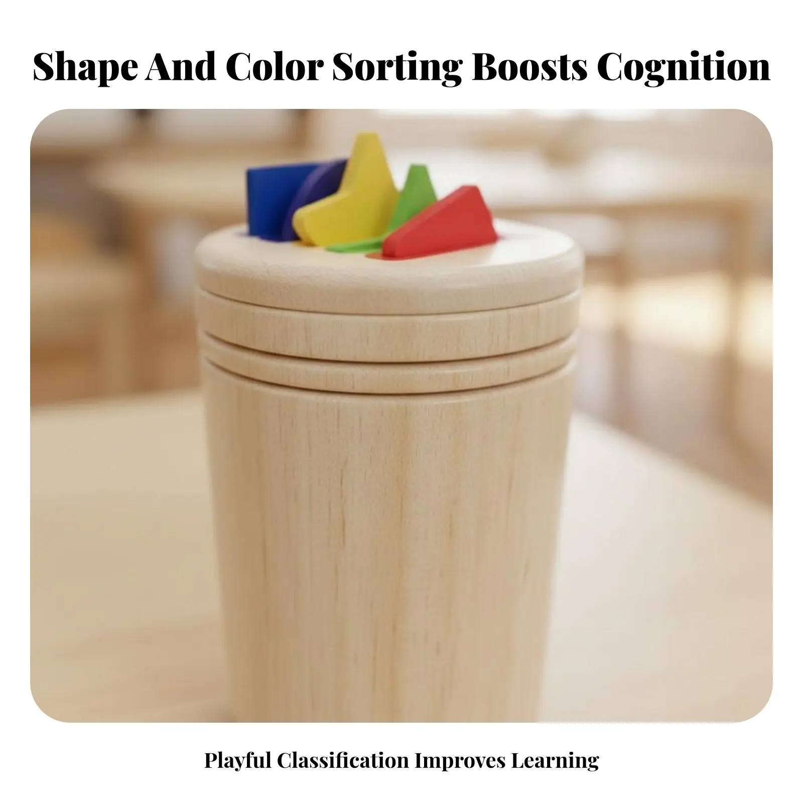 

Wooden Shape Sorter Box Educational Color and Shape Matching Game Child-Centered Learning Toy Sturdy Wood Color Matching Toy