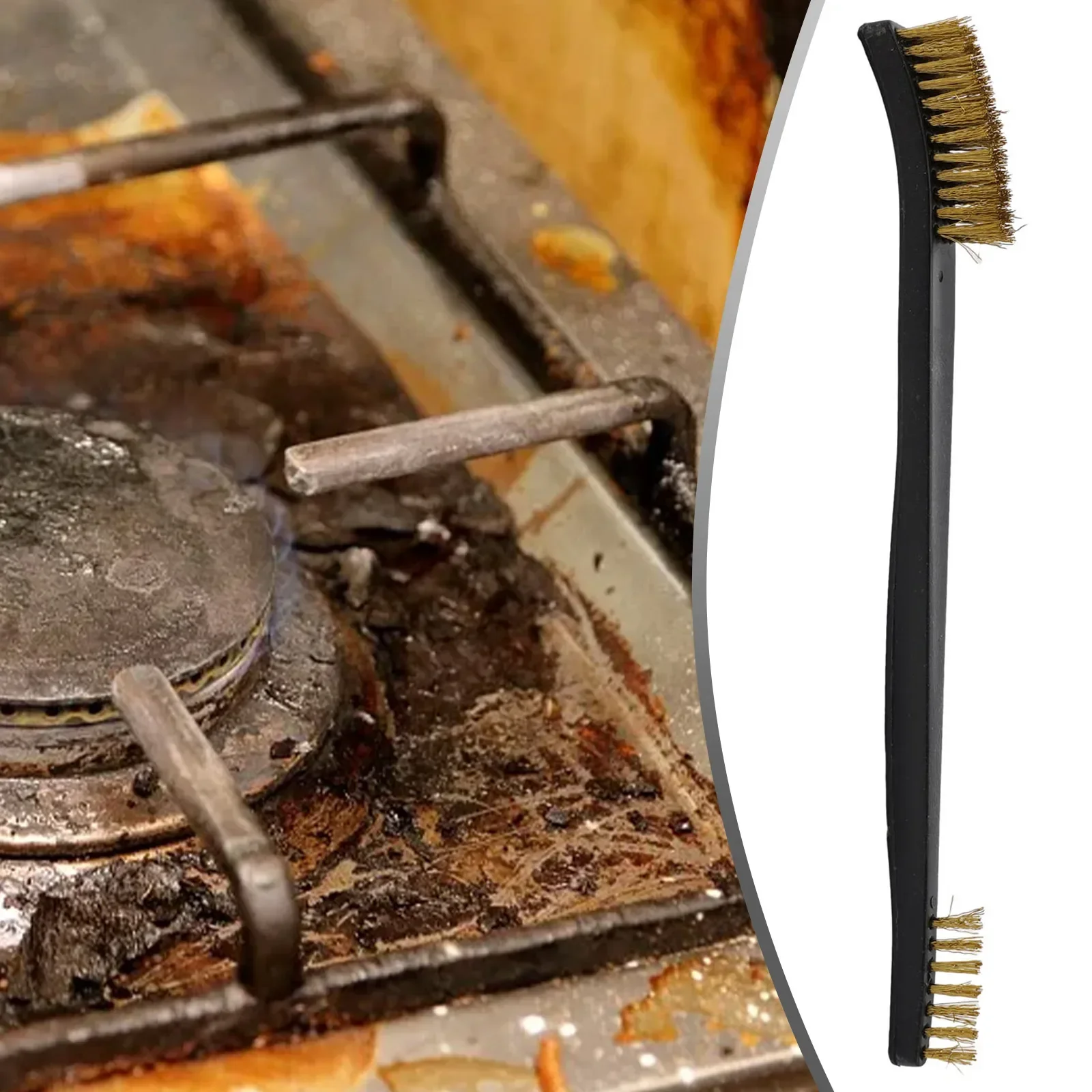 แบตเตอรี่แปรงลวดเครื่องมือทําความสะอาด 170 มม.6.69 ''ทองแดงลวดคู่หัวทองไนลอนเงินสแตนเลสไม่มี