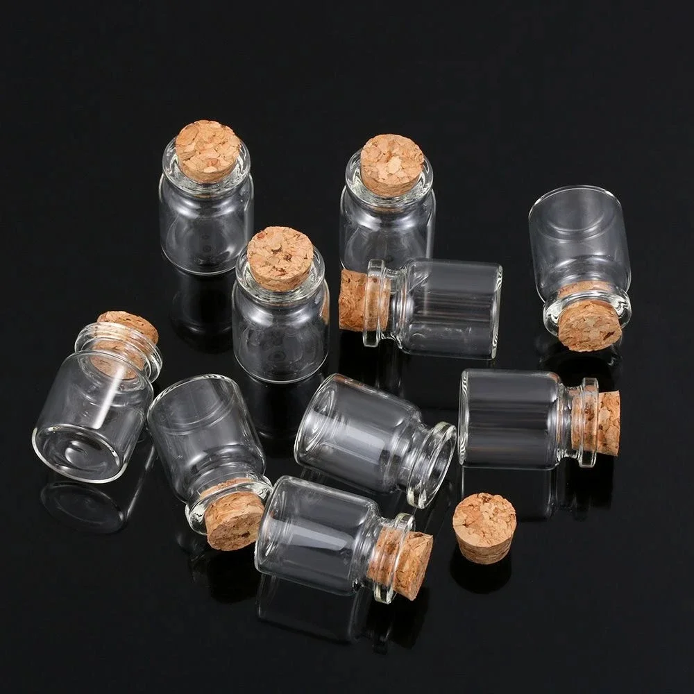 10/200x زجاجات زجاجية شفافة صغيرة مع سدادة الفلين واضح لتقوم بها بنفسك رسالة فارغة قارورة متمنيا جرة عيد الميلاد حفل زفاف الديكور #4