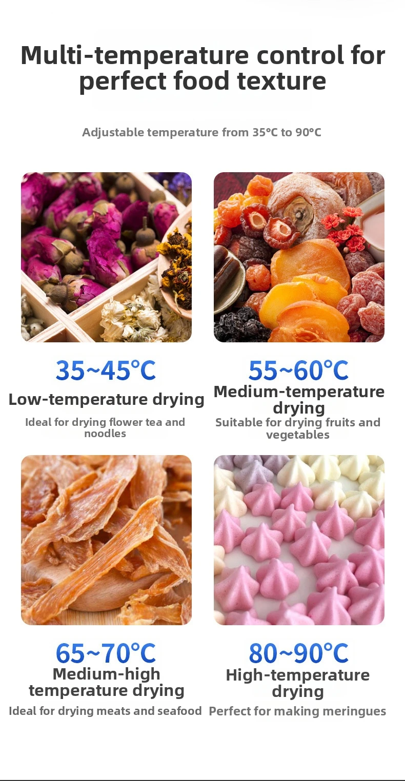 8-stufiger Lebensmittel-Dehydrator für den Hausgebrauch, kommerzieller Trockner für Haustiersnacks & Babynahrung, Obst-/Gemüse-/Fleischkonservierer mit Timer – Detail 4