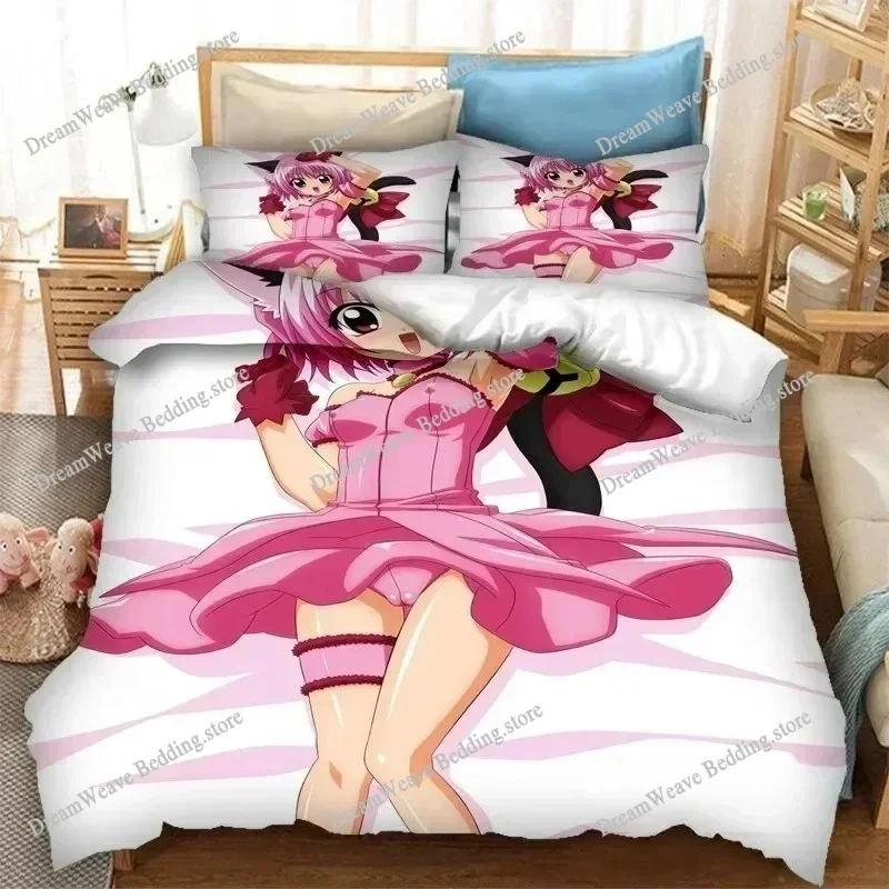 Tokyo Mew Mew Luxury Bedding Set Japan Anime Cartoon Duvet Cover Set Comforter Bedspread Twin Single Size Printed Home Textile96