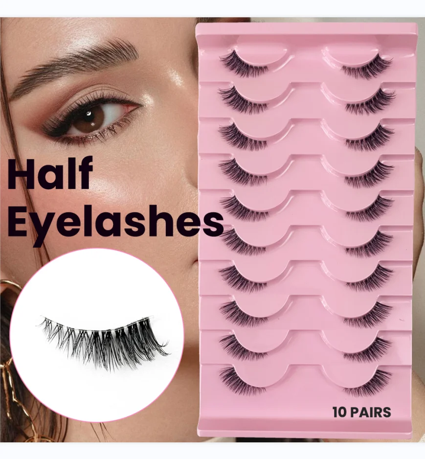 10 ペアうっすらハーフまつげふわふわつけまつげフルナチュラルロングミンクまつげエクステンションメイク手作りキャットアイフェイク cils