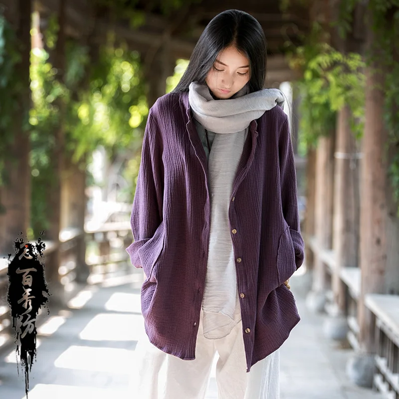 

2025 A/W Ramie-Cotton Women's Wear: Retro Chinese Style, Soft & Comfortable Double-Layer Long-Sleeve Coat