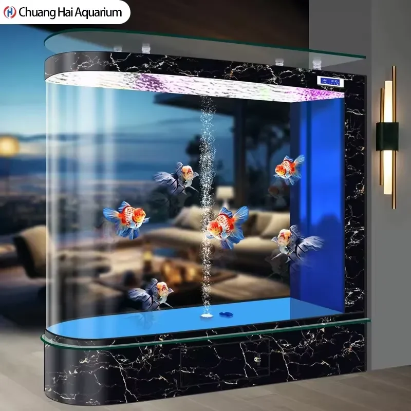 

2026 New Large Living Room Office Integrated Filter Oxygen Self-circulating Floor Fish Aquarium for Home and Office