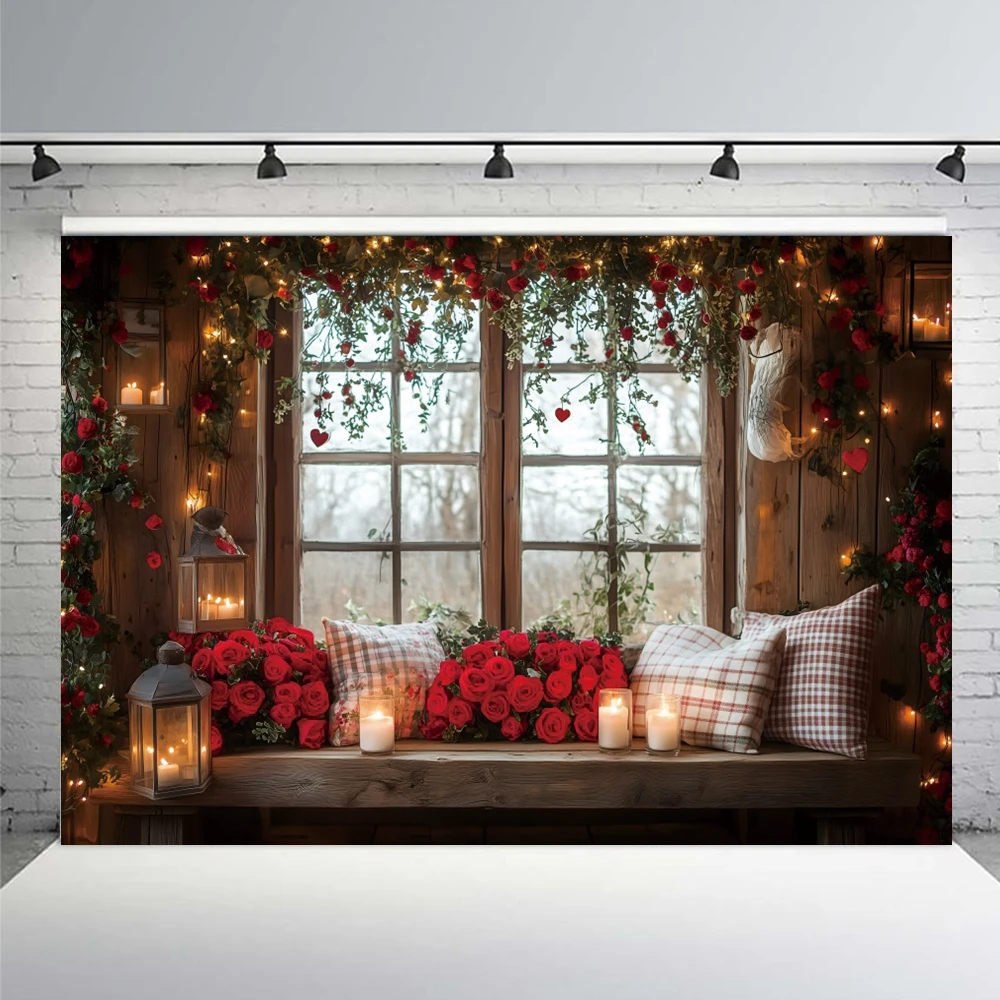 Фон для фотосъемки ко Дню святого Валентина, 14 февраля, романтические розы, диван, деревянный домашний фон для свадебной вечеринки, свадебного душа