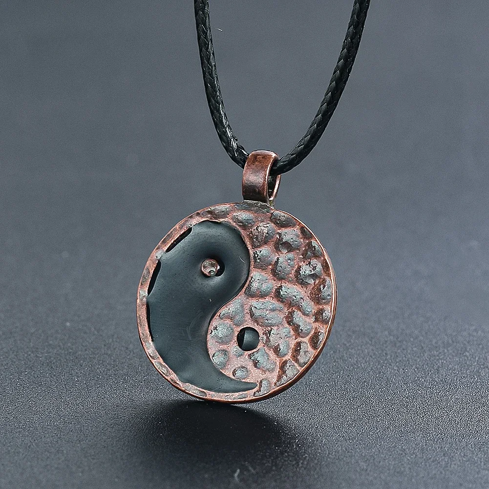 Collar Vintage de aleación con colgante de Feng Shui, Tai Chi, Yin Yang, pez, gotas de agua, Bagua, amuleto taoísta, regalos para los luchadores taoístas