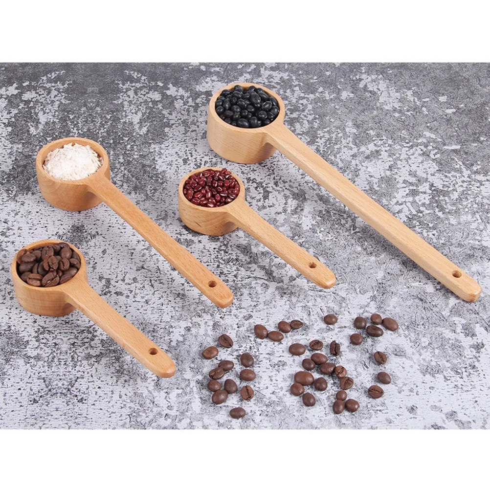 

3Pcs Wooden Coffee Scoop Long Handle Portion Control Serving Spoons Kitchen Supplies Eco Friendly Storage Hole