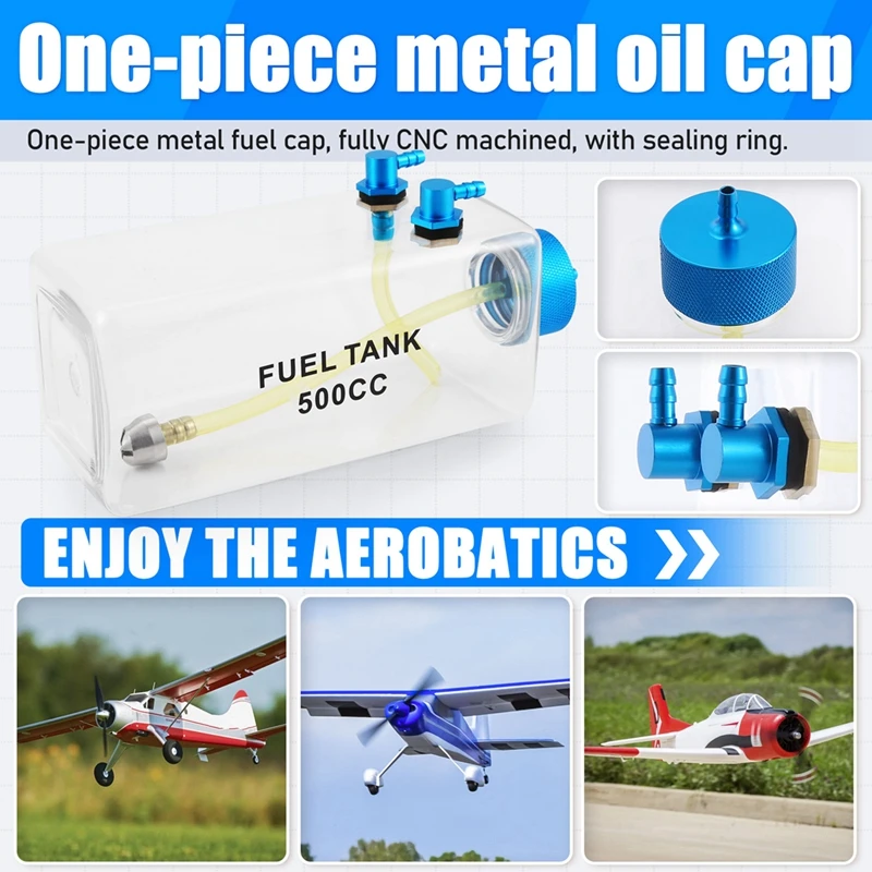 Fuel Tank Petrol Transparent Plastic Bottle CNC For RC Gas And Nitro Airplane