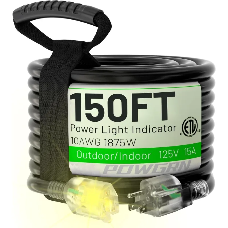 

Cord Waterproof Heavy Duty 10 Gauge 3 Prong, Flexible Cold-Resistant Long Power Cord Outside