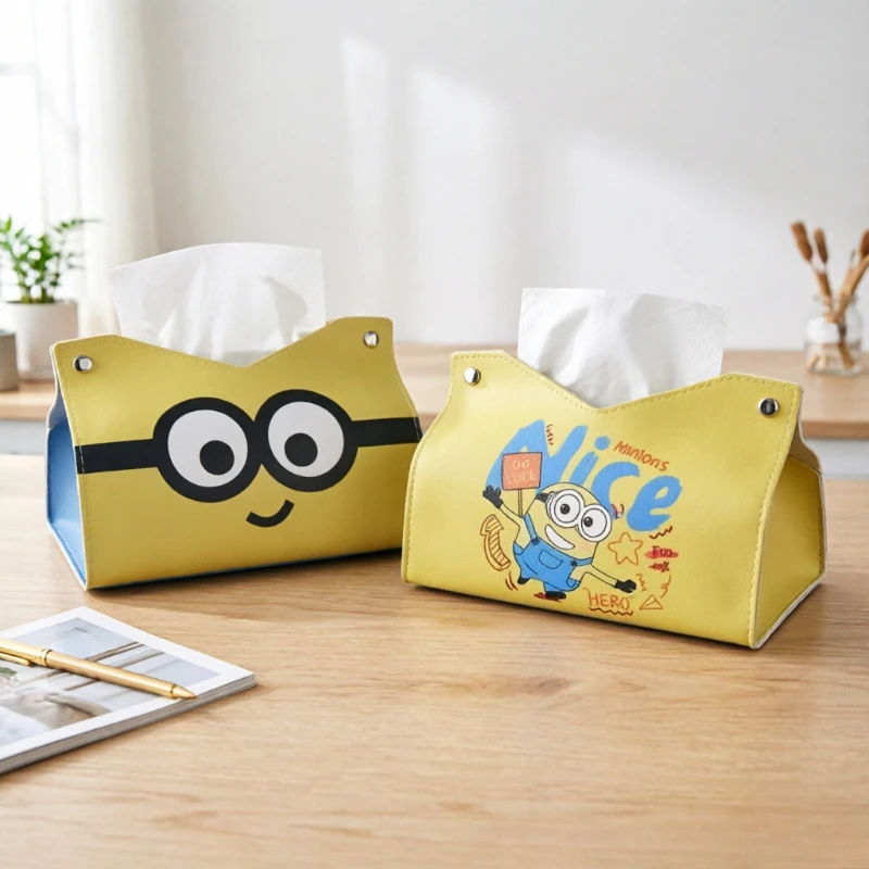 

Minions movie anime merchandise cartoon cute tissue box kawaii for home car living room kitchen storage wholesale tissue box